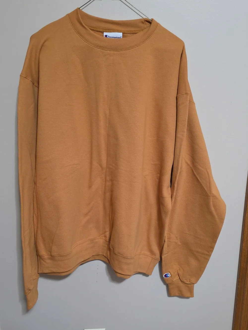 Champion Men's Crewneck Sweatshirt in Tan/Caramel